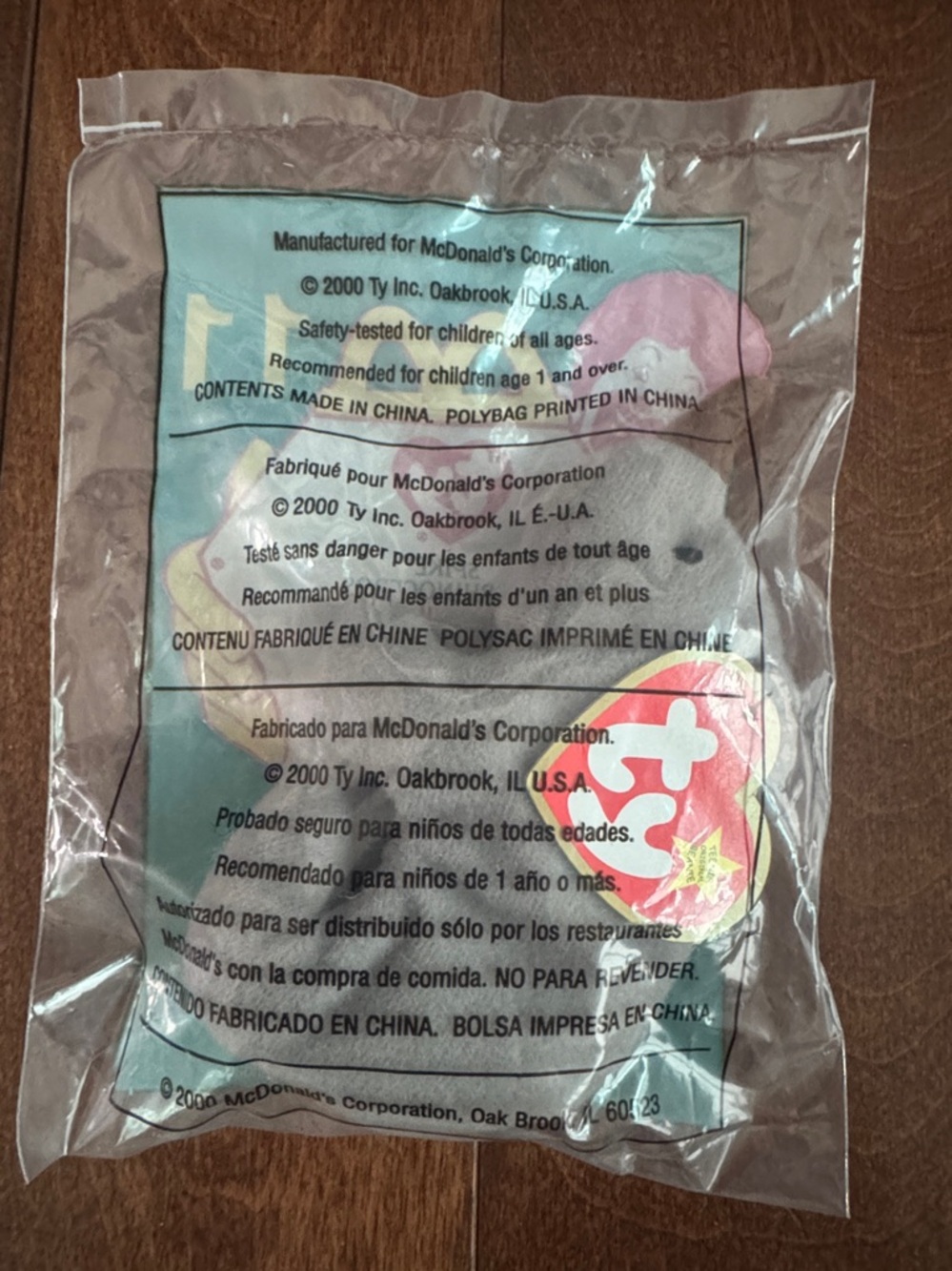 "Ty Teenie Beanie Baby" in original packaging. "Spike" the Rhinoceros. Rare